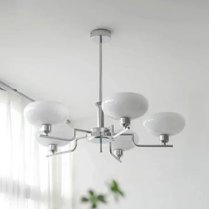 Modern Chandelier with Opal Glass Shades – Elegant Ceiling Light