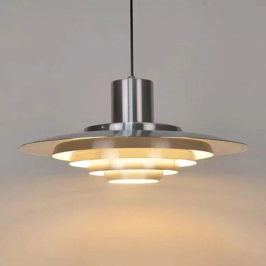 Retro Aluminium Pendant Light – Layered LED Ceiling Lamp