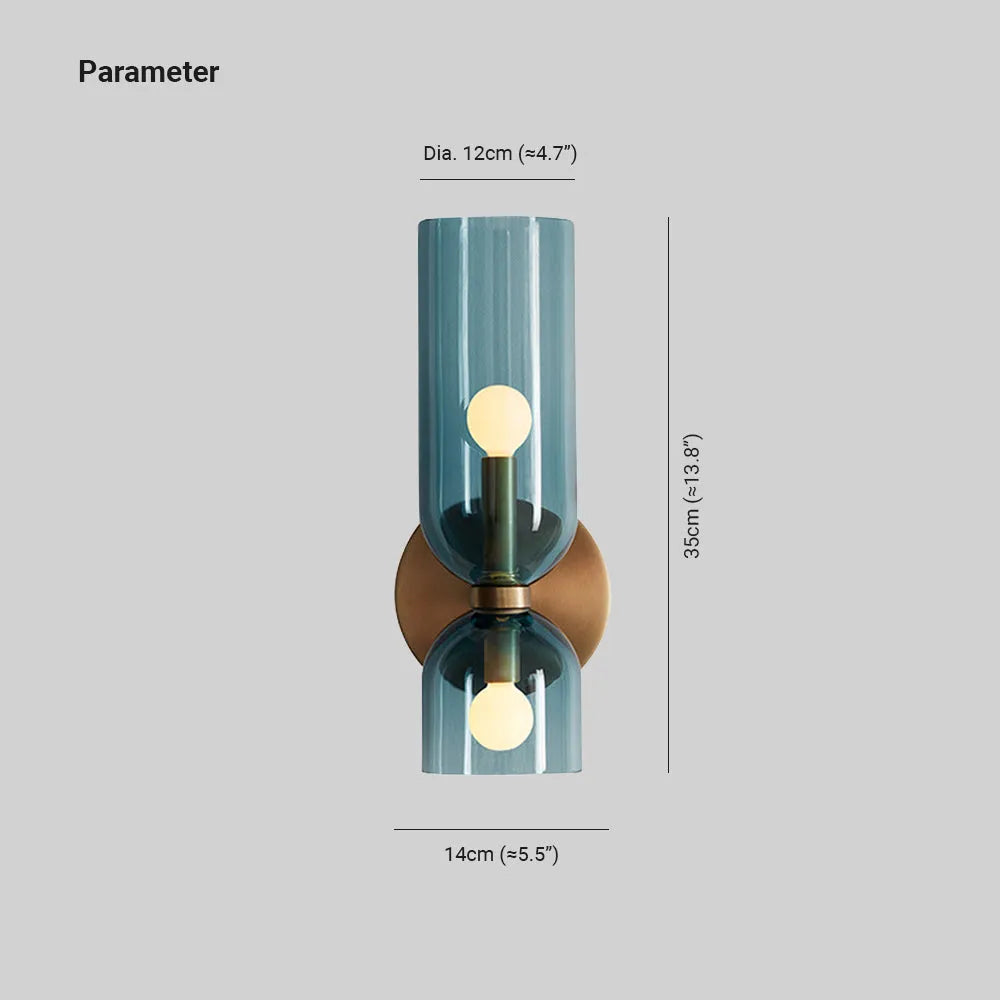 Cylindrical Glass Up and Down Wall Light, 2 Light - Arrielight