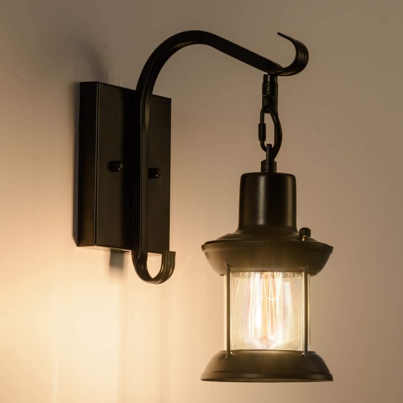 Hanging Lantern Wall Light with Glass Shade - Arrielight