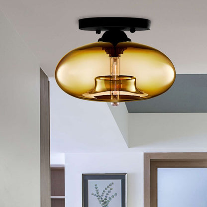 Tinted Glass Globe Semi-Flush Ceiling Light - Arrielight