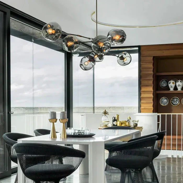 8-Arm Molecular Chandelier – Designer LED Ceiling Light