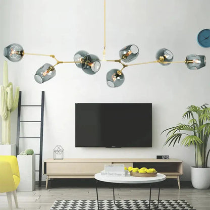 8-Arm Molecular Chandelier – Designer LED Ceiling Light