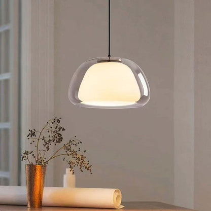 Modern LED Pendant Light with Double Glass Shade
