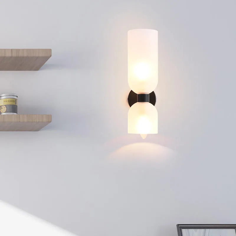Cylindrical Glass Up and Down Wall Light, 2 Light - Arrielight
