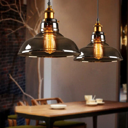 Industrial Glass Pendant Light – Smoked Glass Shade