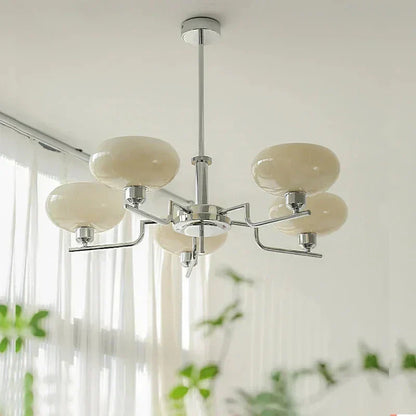 Modern Chandelier with Opal Glass Shades – Elegant Ceiling Light