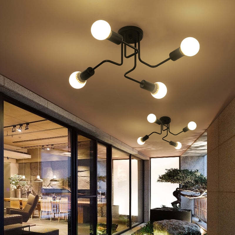Industrial Metal Sputnik Flush Ceiling Light - Arrielight