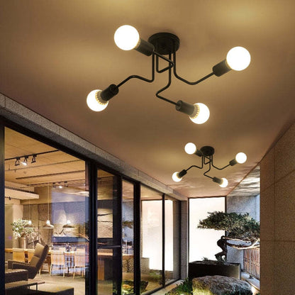 Industrial Metal Sputnik Flush Ceiling Light - Arrielight