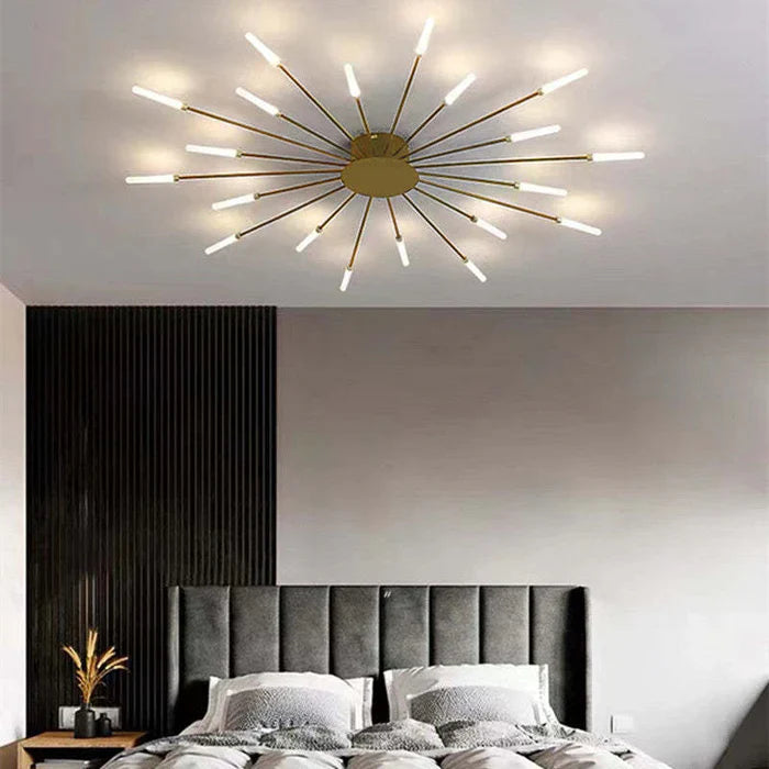 Modern LED Ceiling Chandelier – Minimalist Sunburst-Inspired Design