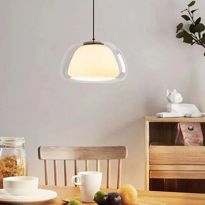 Modern LED Pendant Light with Double Glass Shade