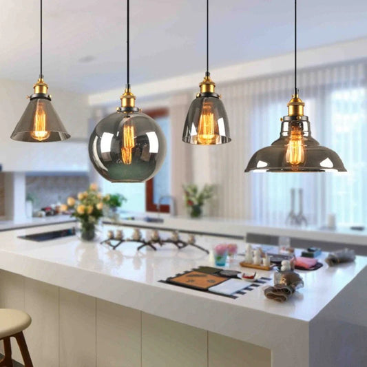 Industrial Glass Pendant Light – Smoked Glass Shade