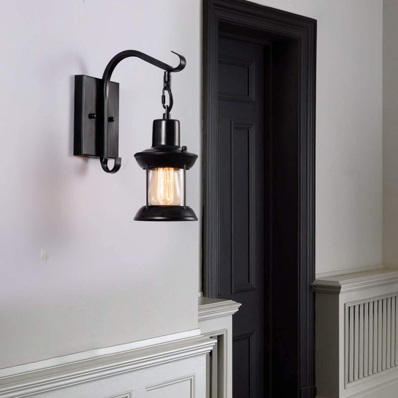 Hanging Lantern Wall Light with Glass Shade - Arrielight