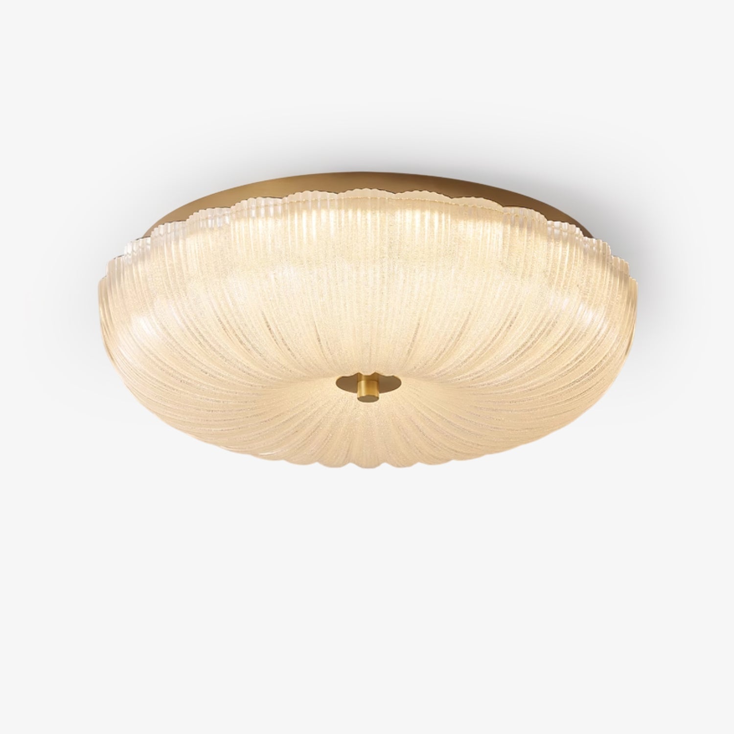 Ripple Glass Flush Ceiling Light with Scalloped Rim - Arrielight