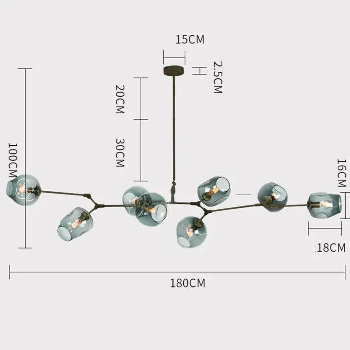 8-Arm Molecular Chandelier – Designer LED Ceiling Light