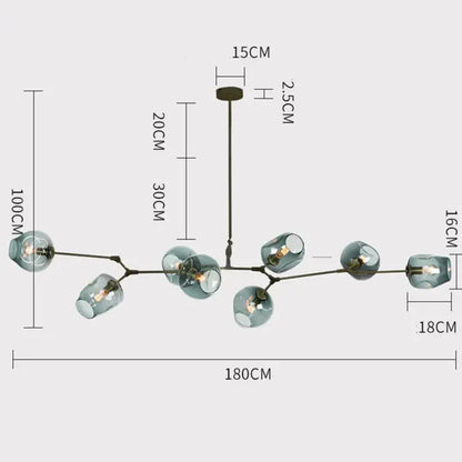 8-Arm Molecular Chandelier – Designer LED Ceiling Light