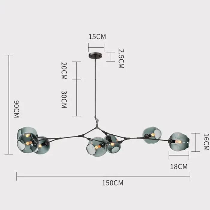 8-Arm Molecular Chandelier – Designer LED Ceiling Light