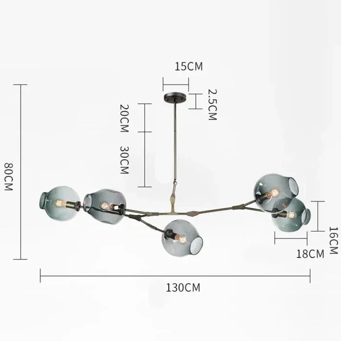 8-Arm Molecular Chandelier – Designer LED Ceiling Light