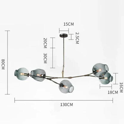 8-Arm Molecular Chandelier – Designer LED Ceiling Light