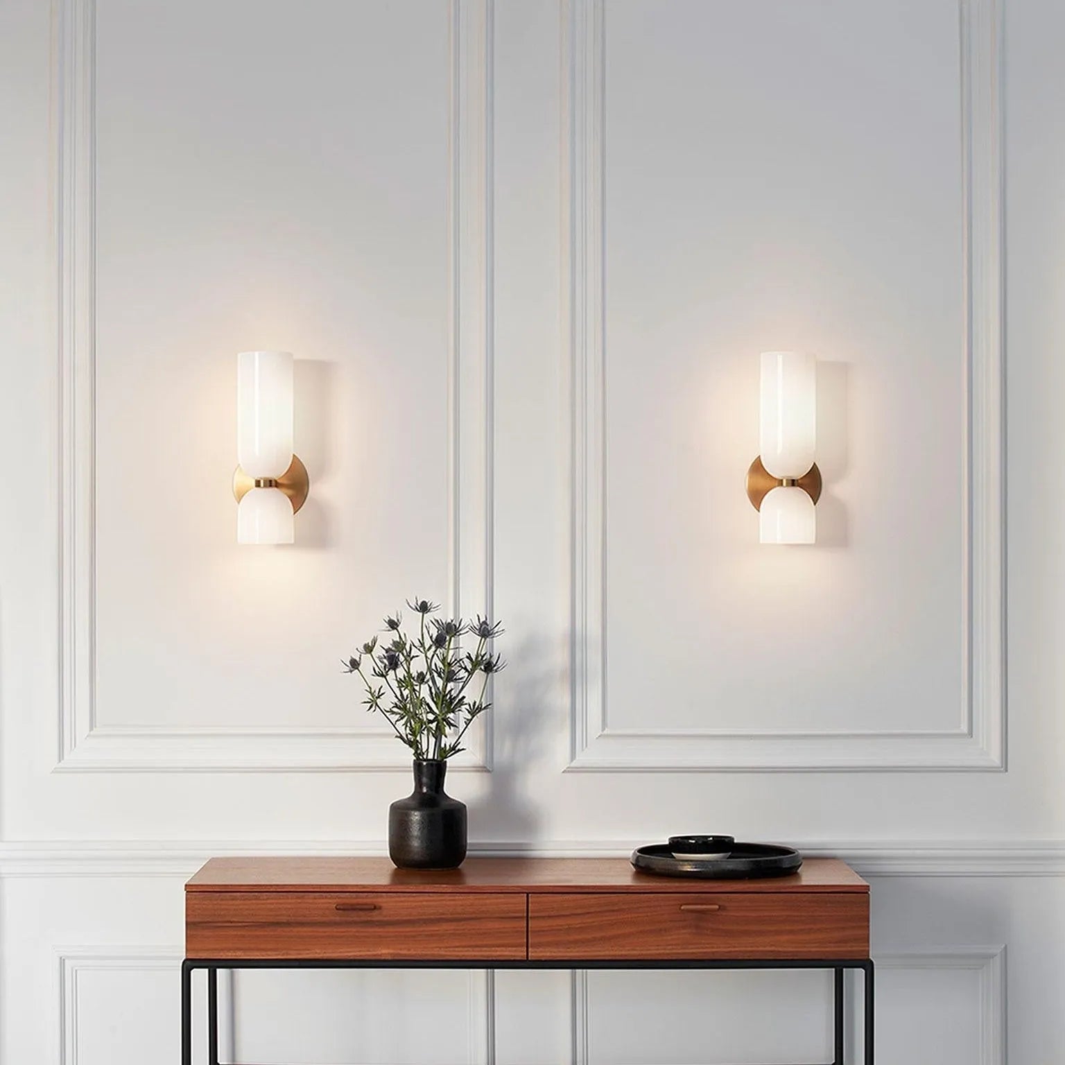 Cylindrical Glass Up and Down Wall Light, 2 Light - Arrielight