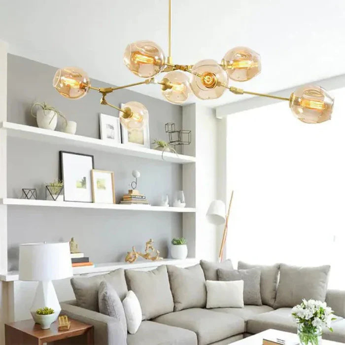 8-Arm Molecular Chandelier – Designer LED Ceiling Light