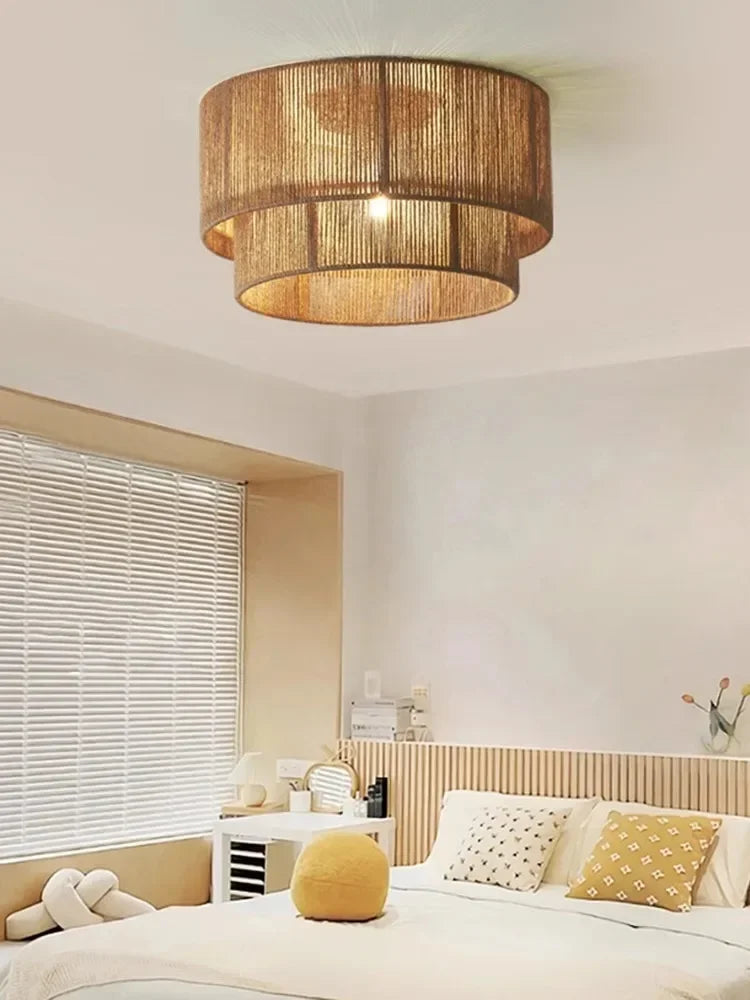 Boho Ceiling Light with Natural Rope
