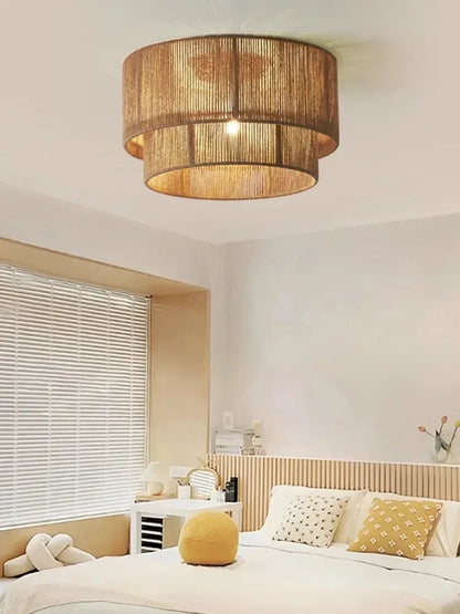 Boho Ceiling Light with Natural Rope