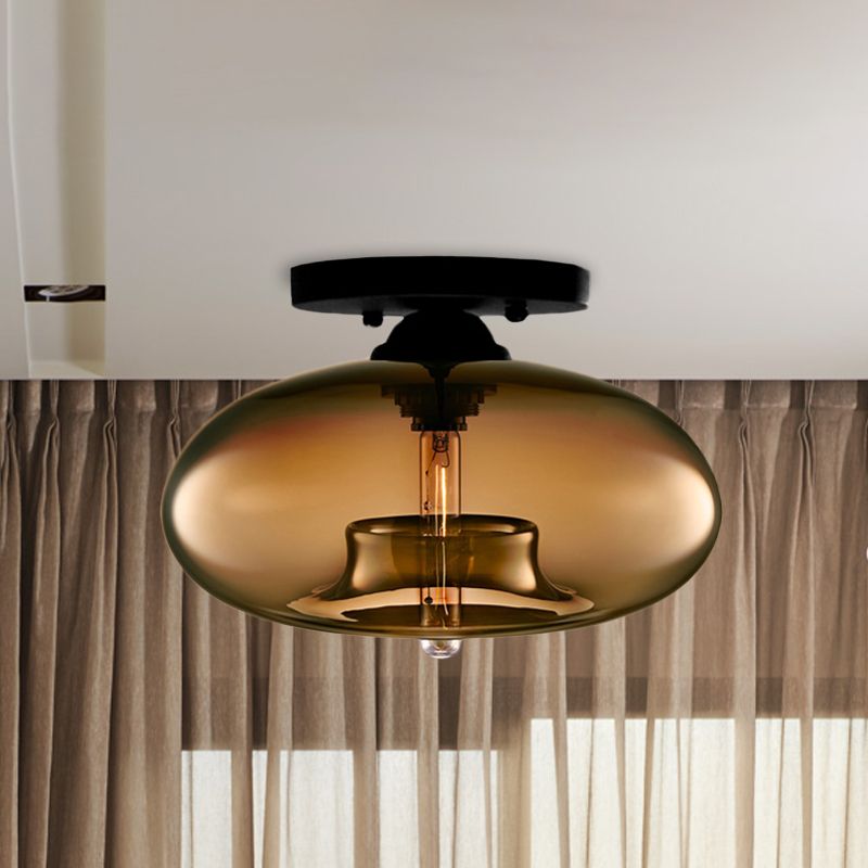 Tinted Glass Globe Semi-Flush Ceiling Light - Arrielight