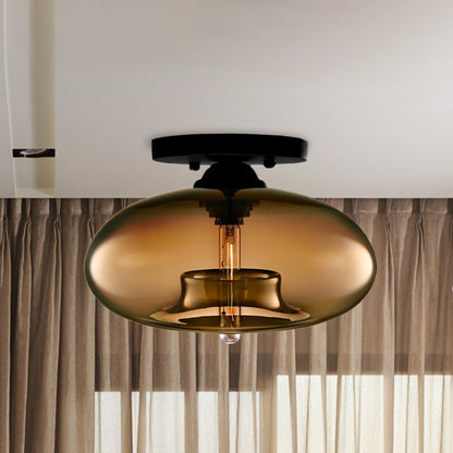 Tinted Glass Globe Semi-Flush Ceiling Light - Arrielight