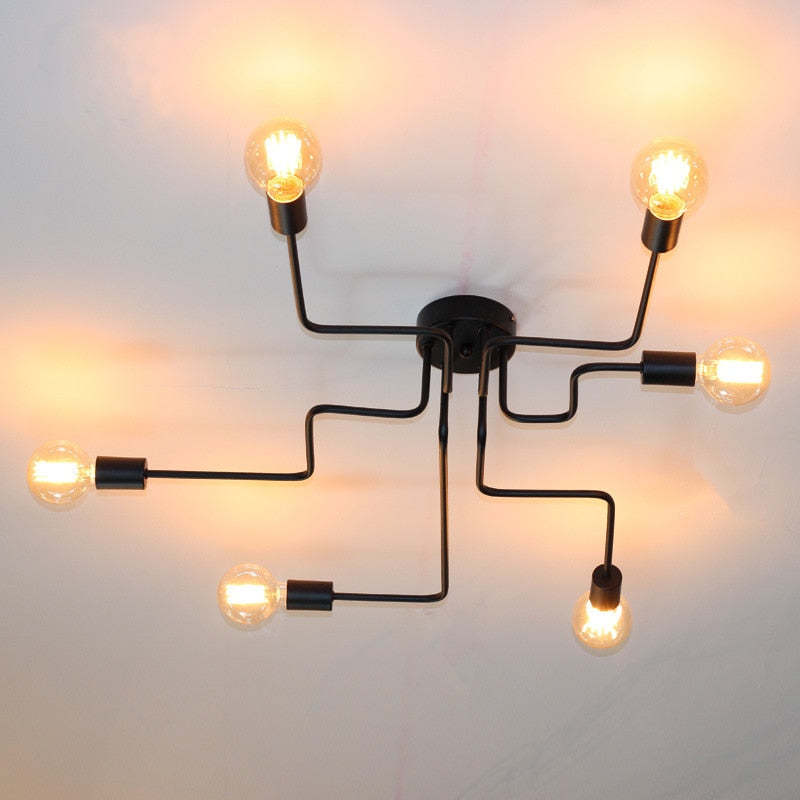 Industrial Metal Sputnik Flush Ceiling Light - Arrielight
