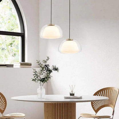 Modern LED Pendant Light with Double Glass Shade