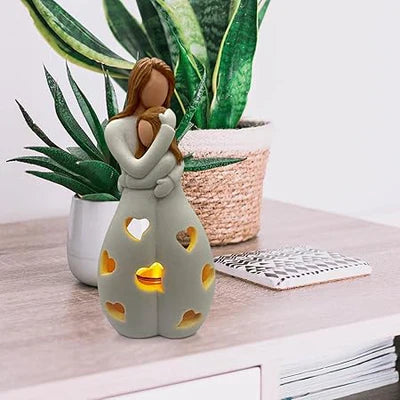 Mother and Child LED Decorative Lamp – Mood Light with Heart Cut-Outs
