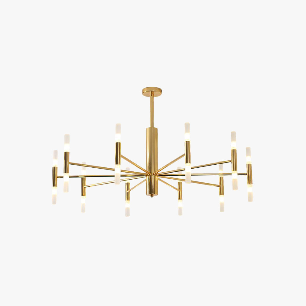 Cylindrical 20 Light Metal Chandelier with Frosted Tubes - Arrielight
