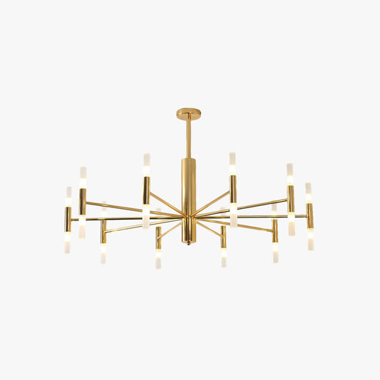 Cylindrical 20 Light Metal Chandelier with Frosted Tubes - Arrielight