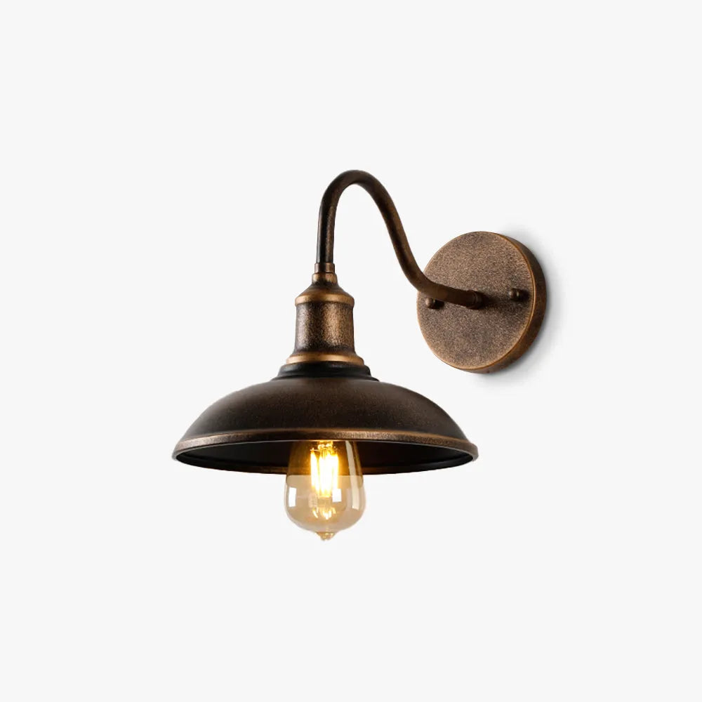 Rustic Bowl Gooseneck Metal Outdoor Wall Light - Arrielight