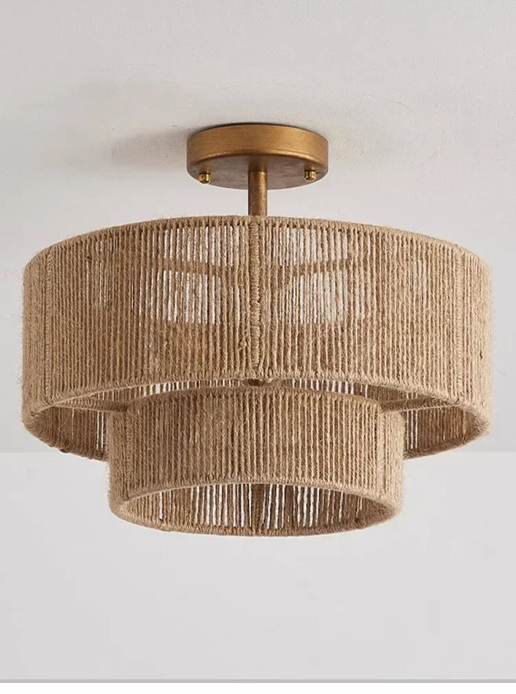 Boho Ceiling Light with Natural Rope