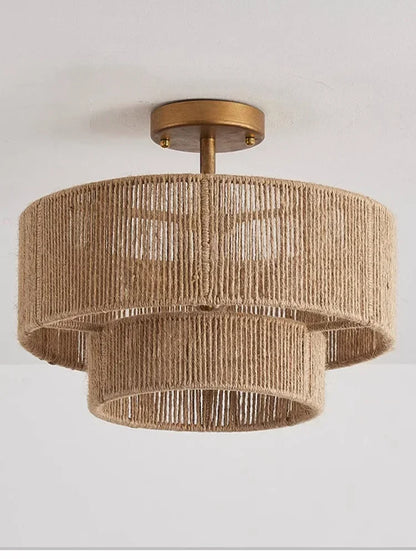 Boho Ceiling Light with Natural Rope