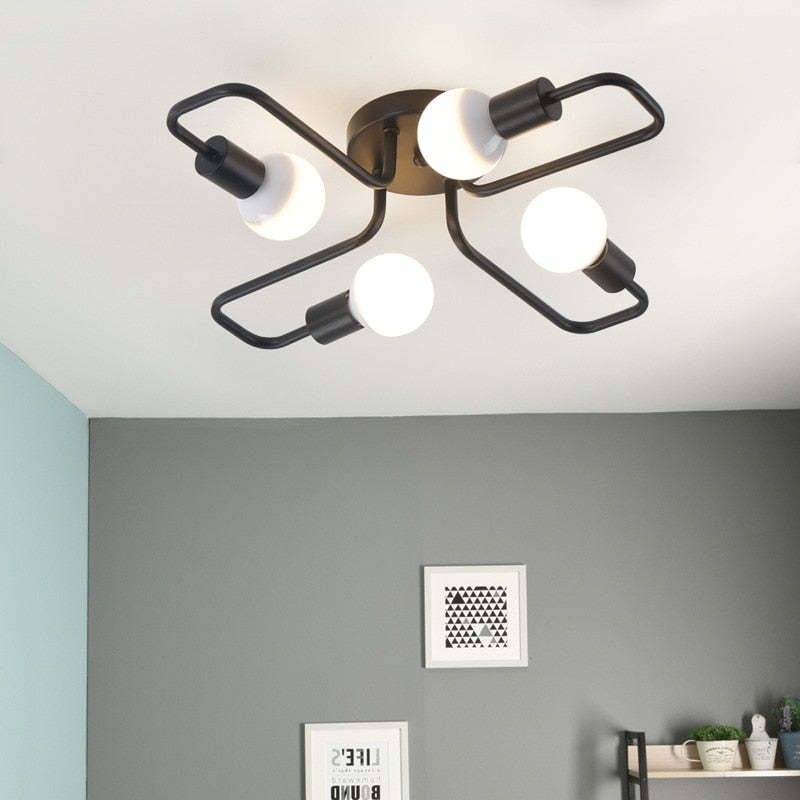 Industrial Metal Sputnik Flush Ceiling Light - Arrielight