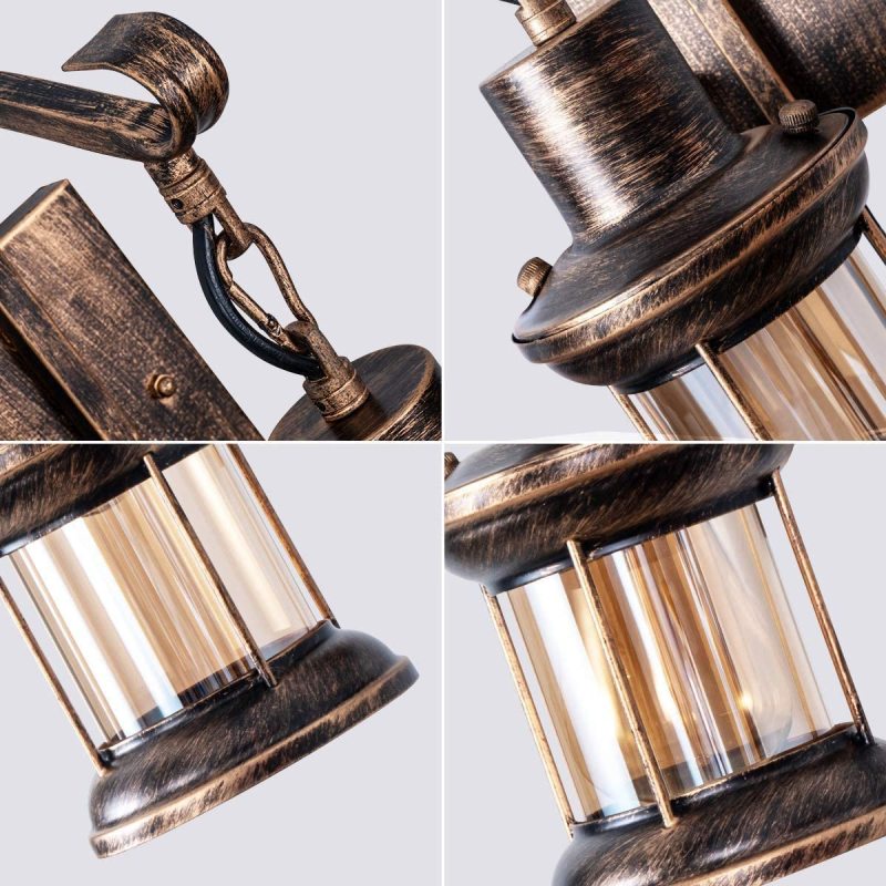 Hanging Lantern Wall Light with Glass Shade - Arrielight