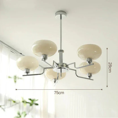 Modern Chandelier with Opal Glass Shades – Elegant Ceiling Light
