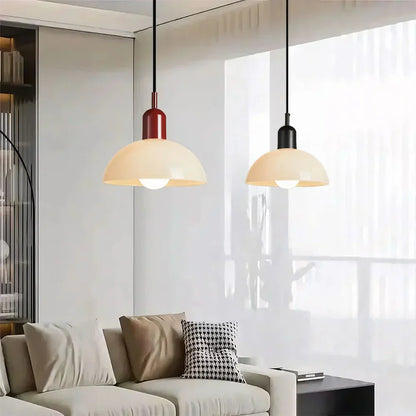 Colourful Retro Pendant Light with Semi-Dome Glass Shade