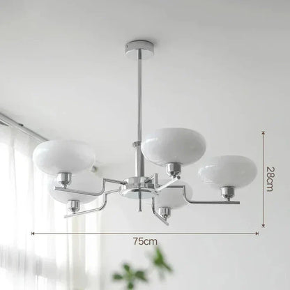 Modern Chandelier with Opal Glass Shades – Elegant Ceiling Light