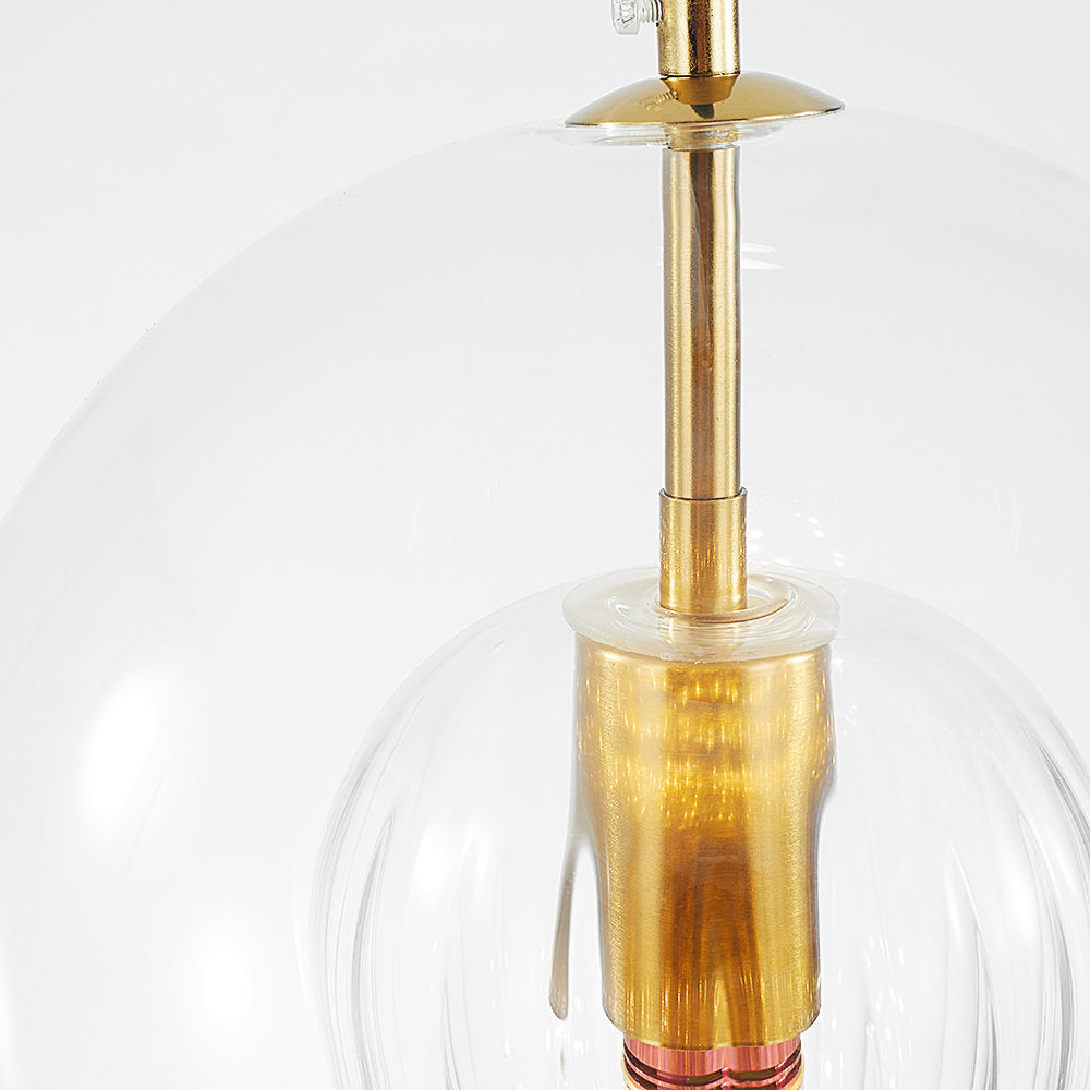 Double Glass Globe Ceiling Pendant with Ribbed Inner Shade - Arrielight