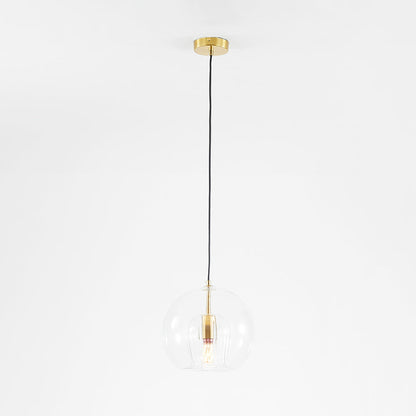 Double Glass Globe Ceiling Pendant with Ribbed Inner Shade - Arrielight