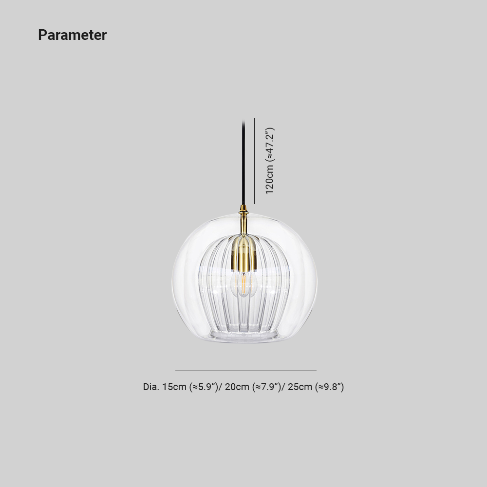 Double Glass Globe Ceiling Pendant with Ribbed Inner Shade - Arrielight