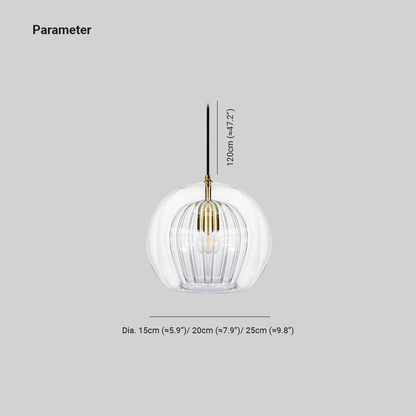 Double Glass Globe Ceiling Pendant with Ribbed Inner Shade - Arrielight