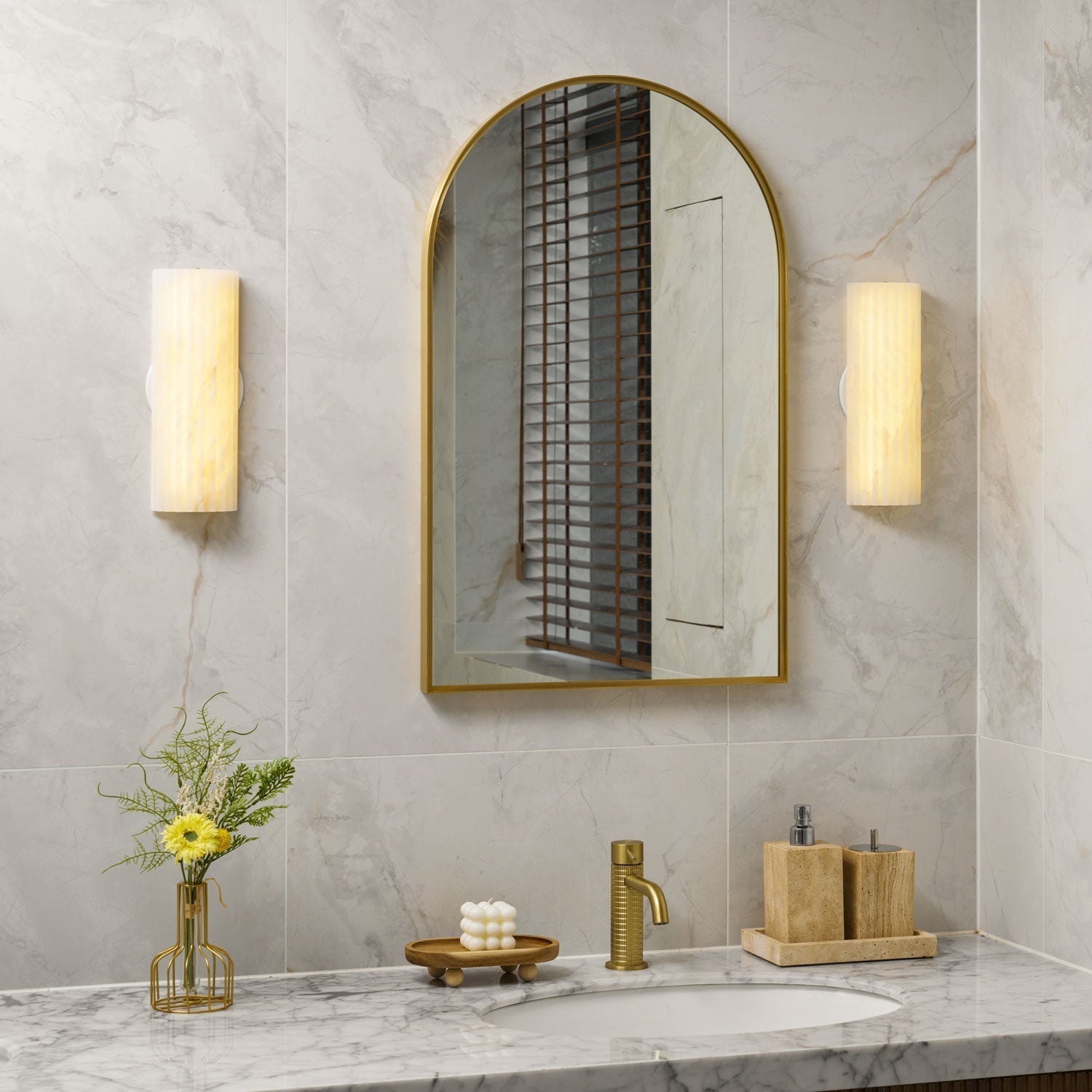 Fluted Alabaster Wall Light - Arrielight