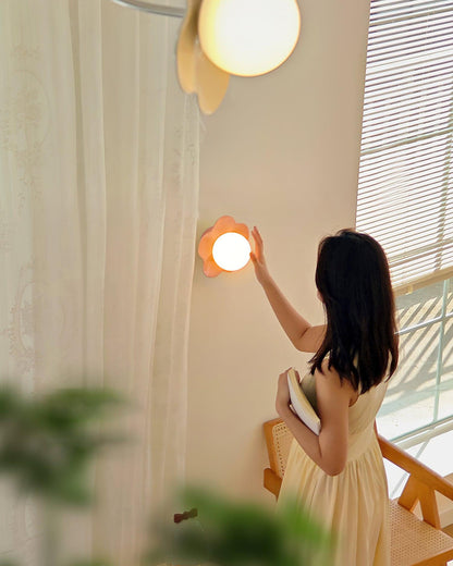 Flower Wall Light with Opal Glass Globe Shade - Arrielight