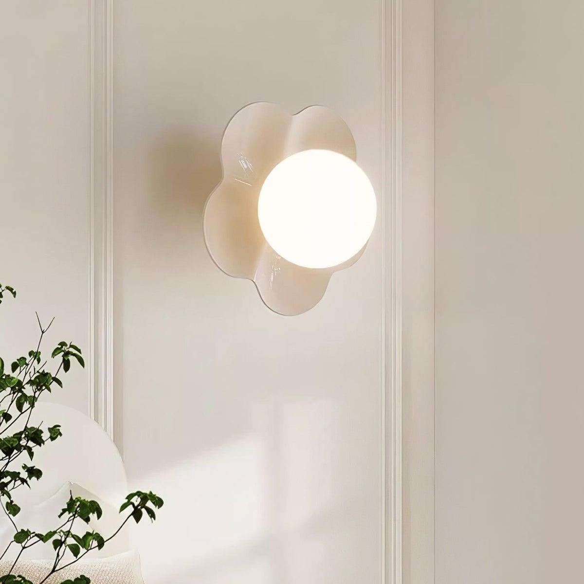 Flower Wall Light with Opal Glass Globe Shade - Arrielight