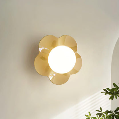 Flower Wall Light with Opal Glass Globe Shade - Arrielight